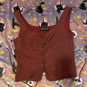 Vintage scarlet darkness lace up shirt